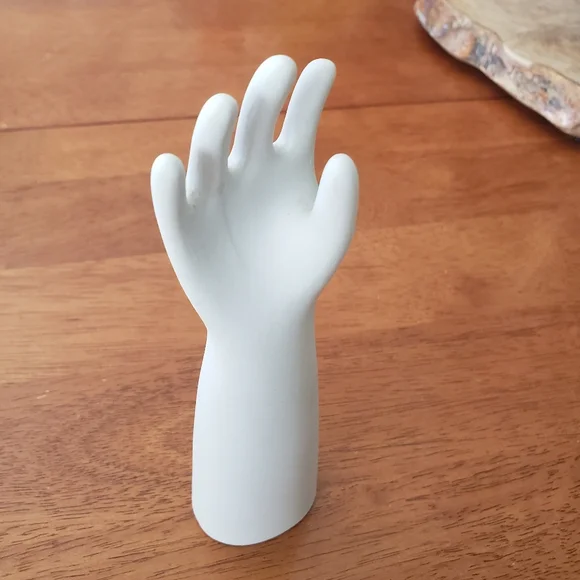 White Hand Jewelry Holder Mold Glove Ceramic Porcelian - Picture 1 of 5
